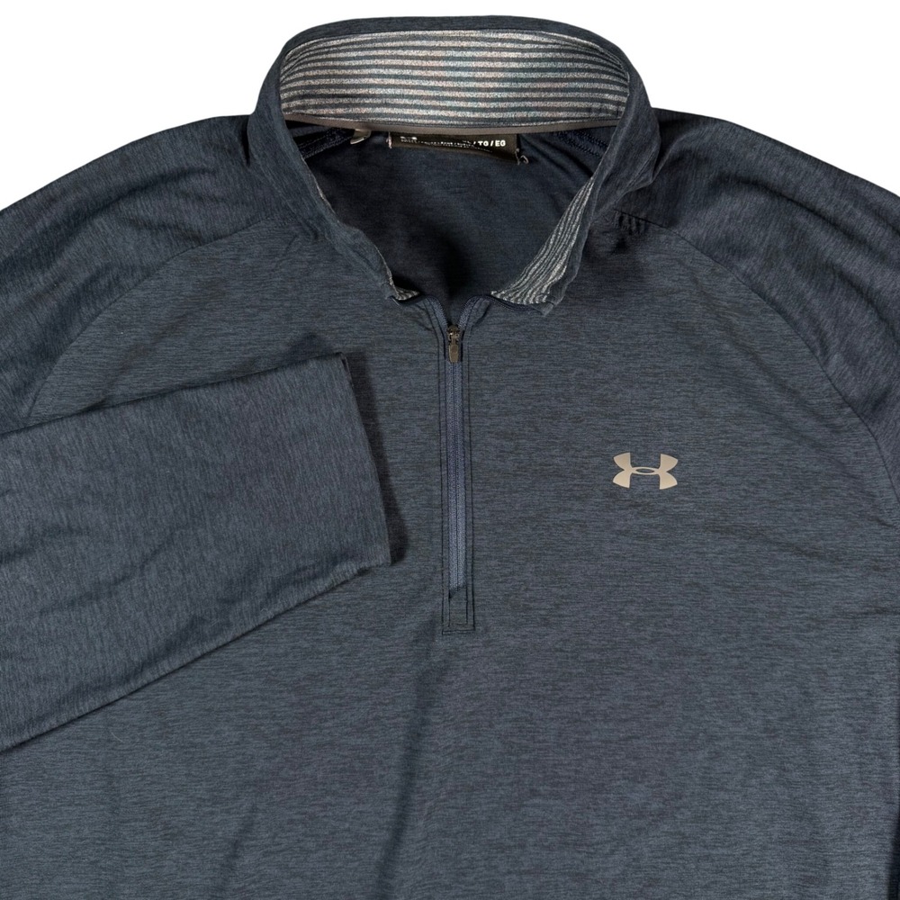 Under Armour Tech 1/2 Zip Pullover Men XL Navy Blue Heathered Long Sleeve Top